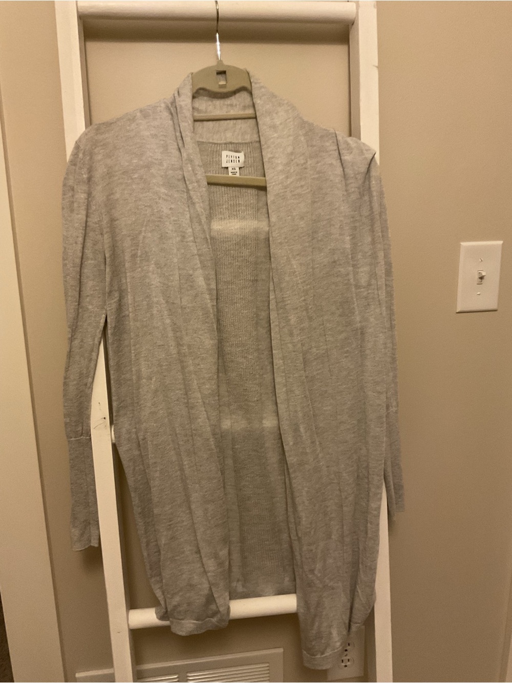 Light Gray Open-Front Lightweight Cardigan